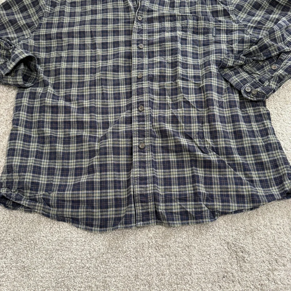 Woolrich Mens Flannel Button Up Shirt Long Sleeve Plaid XL Deep Navy Outdoor - Picture 6 of 9